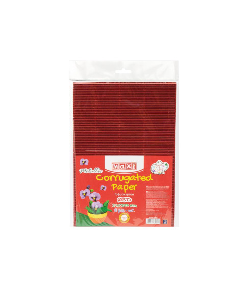 Carton gofrat Metalizat 260gr/m2 A4, 5 buc, Rosu